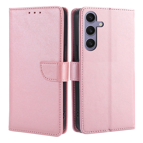 

For Samsung Galaxy S25 Ultra 5G Calf Texture Buckle Flip Leather Phone Case(Rose Gold)