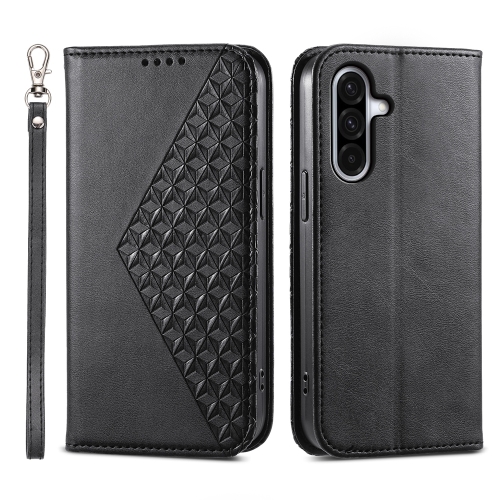 

For Samsung Galaxy A26 5G Cubic Grid Calf Texture Magnetic Leather Phone Case(Black)