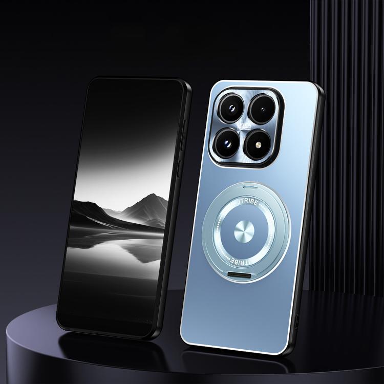 

For Xiaomi 17 Rotating Holder Frosted Metal Phone Case(Blue)