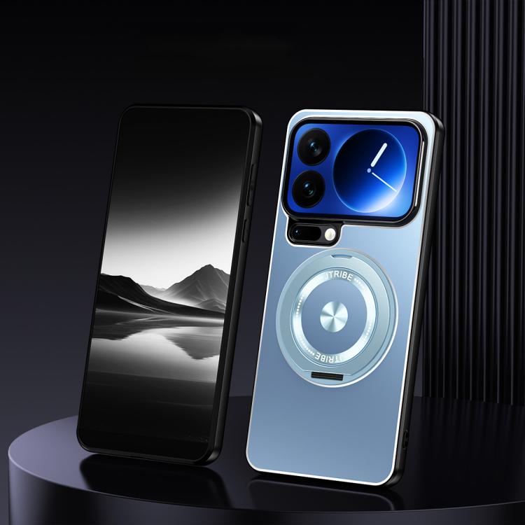 

For Xiaomi 17 Pro Rotating Holder Frosted Metal Phone Case(Blue)