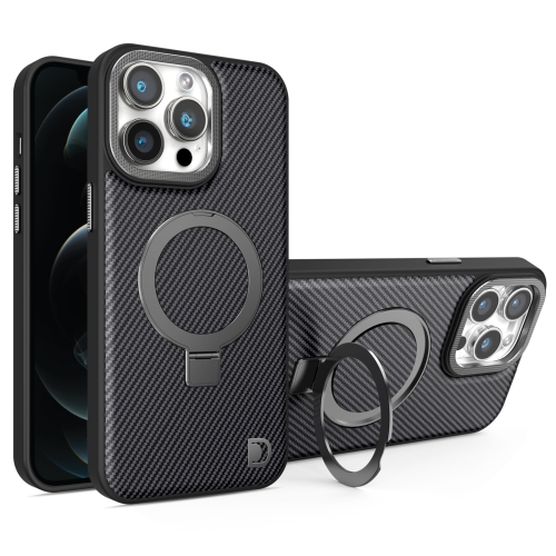 

For iPhone 12 Pro Carbon Fiber MagSafe Holder Phone Case(Black)