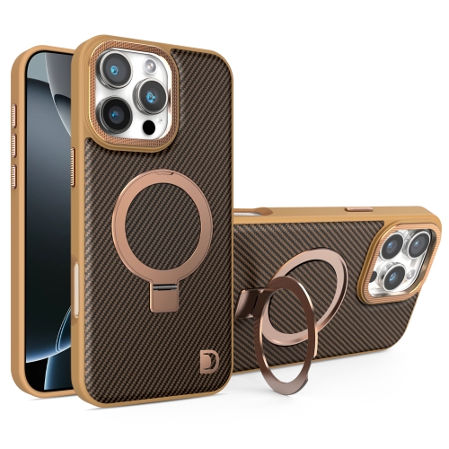 

For iPhone 16 Pro Carbon Fiber MagSafe Holder Phone Case(Gold)