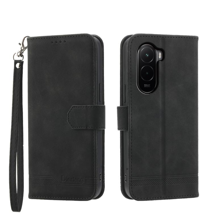 

For Xiaomi Poco M7 4G 169mm Dierfeng Dream Line TPU Hybrid PU Leather Phone Case(Black)