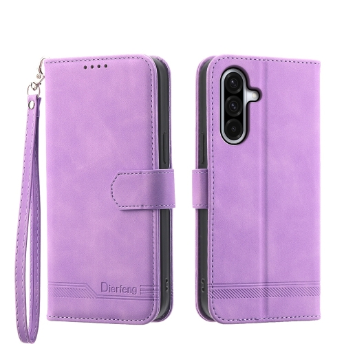 

For Samsung Galaxy A26 5G Dierfeng Dream Line TPU Hybrid PU Leather Phone Case(Purple)