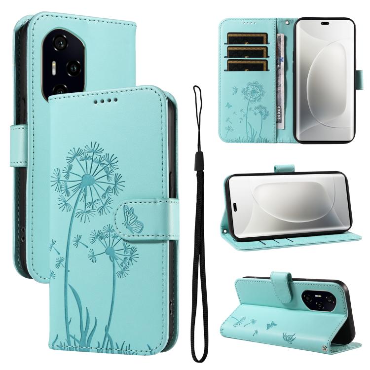 

For Honor 300 Pro / 300 Ultra Dandelion Embossed Pattern Flip Leather Phone Case(Green)