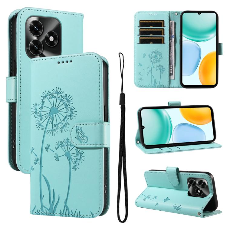 

For Honor X5c Plus Dandelion Embossed Pattern Flip Leather Phone Case(Green)