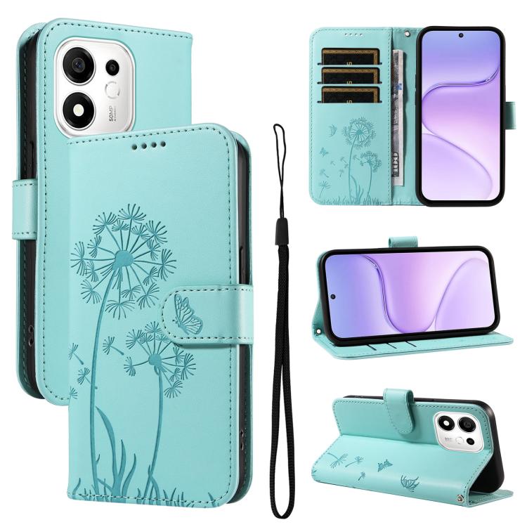 For Honor 600 Smart 5G Dandelion Embossed Pattern Flip Leather Phone Case(Green)