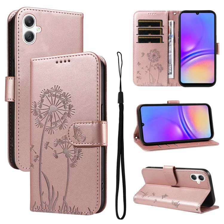 

For Samsung Galaxy A06 5G / 4G Dandelion Embossed Pattern Flip Leather Phone Case(Rose Gold)