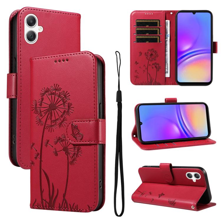 

For Samsung Galaxy A06 5G / 4G Dandelion Embossed Pattern Flip Leather Phone Case(Red)