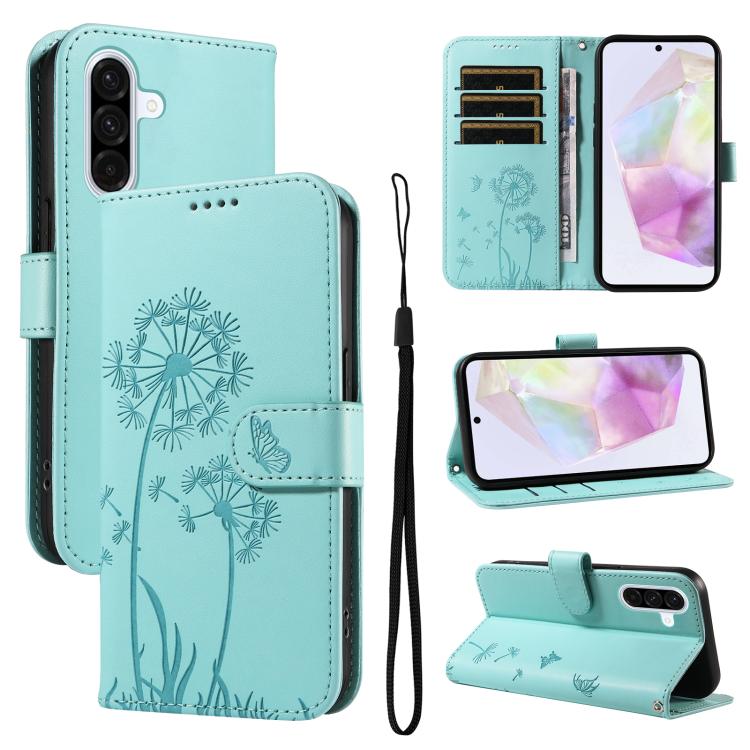 

For Samsung Galaxy A36 5G Dandelion Embossed Pattern Flip Leather Phone Case(Green)