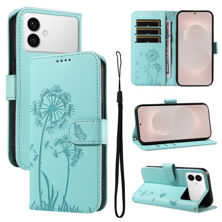 

For Samsung Galaxy S26 Edge 5G Dandelion Embossed Pattern Flip Leather Phone Case(Green)