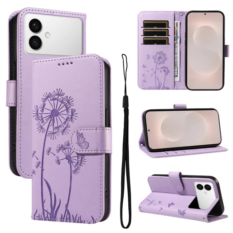 

For Samsung Galaxy S26 Edge 5G Dandelion Embossed Pattern Flip Leather Phone Case(Purple)
