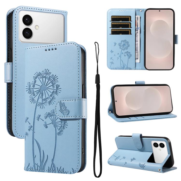 

For Samsung Galaxy S26 Edge 5G Dandelion Embossed Pattern Flip Leather Phone Case(Sky Blue)