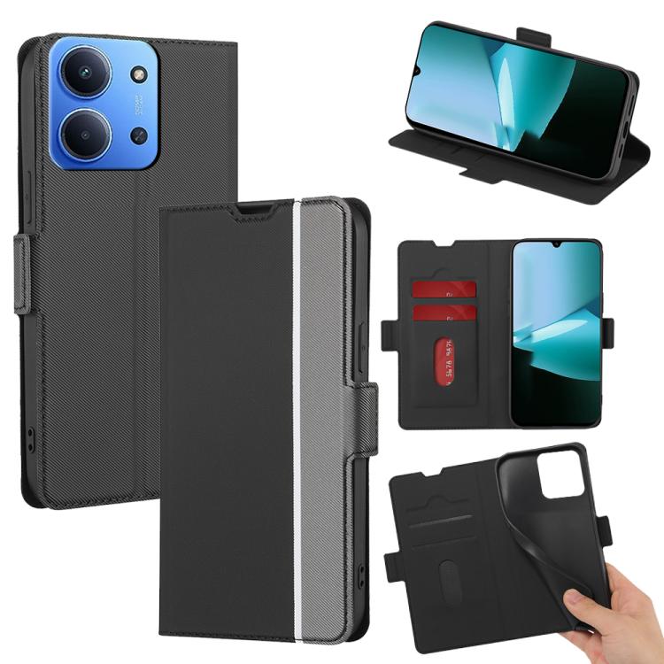 

For Redmi 15C 5G / 4G EU 173mm / Poco C85 5G Twill Texture Side Button Leather Phone Case(Black)