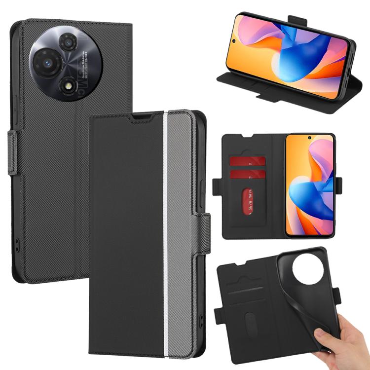 

For TCL 60R 5G Twill Texture Side Button Leather Phone Case(Black)