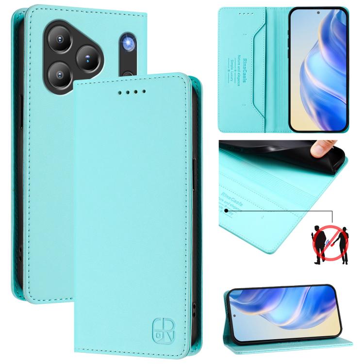

For Blackview WAVE 7C RC01 Dual-Folded Magnetic Suction RFID Leather Phone Case(Mint Green)