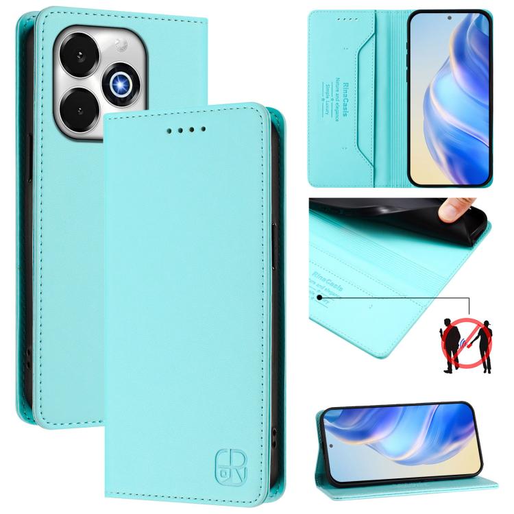 

For UMIDIGI G100x 4G / 5G RC01 Dual-Folded Magnetic Suction RFID Leather Phone Case(Mint Green)
