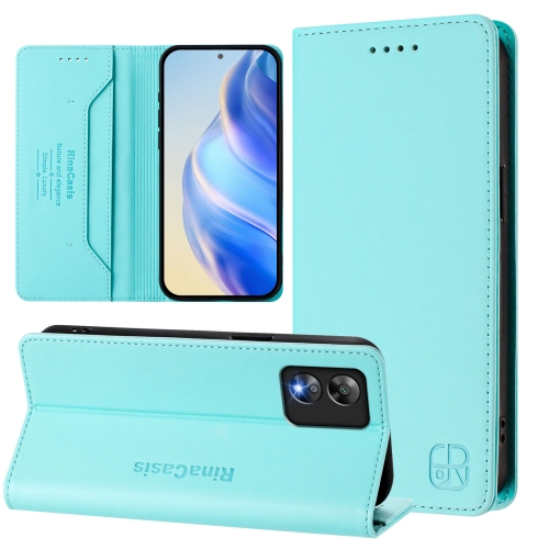 

For Boost Mobile Celero 5G SC / SN339D RC01 Dual-Folded Magnetic Suction RFID Leather Phone Case(Mint Green)