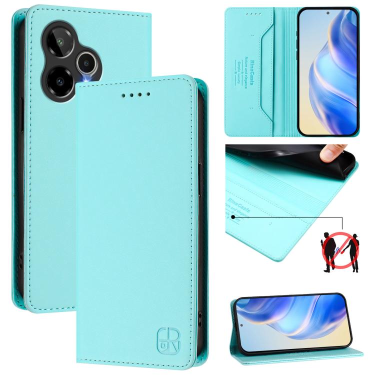 

For Cricket Icon 7 5G / Plus 2026 RC01 Dual-Folded Magnetic Suction RFID Leather Phone Case(Mint Green)
