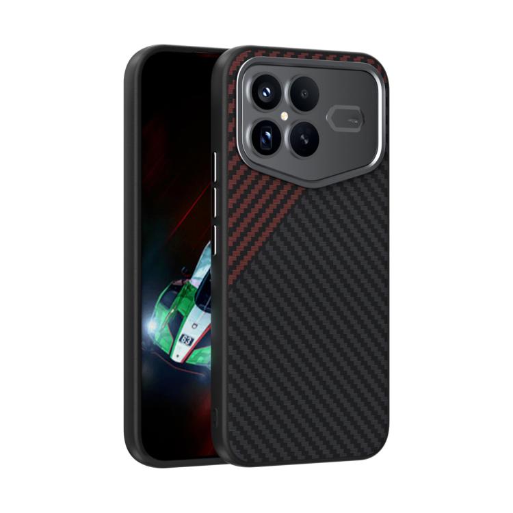 

For Redmi K90 Pro Max Champion Edition ABEEL C Carbon Fiber Series 6D Micro Relief MagSafe Phone Case(Black Red)