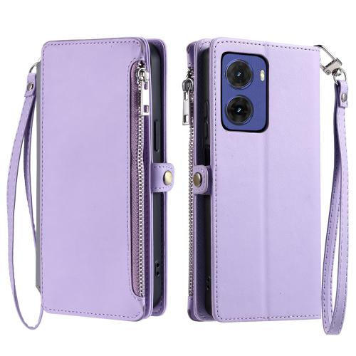 

For Motorola Moto G05 Leather Stitching Multi-card Slot Zipper Phone Case(Purple)