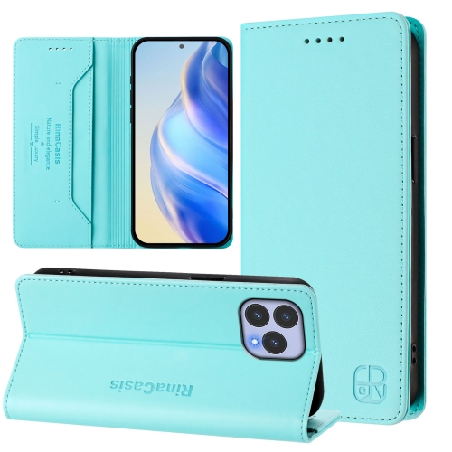 

For Wiko T60 / Cubot P80 RC01 Dual-Folded Magnetic Suction RFID Leather Phone Case(Mint Green)