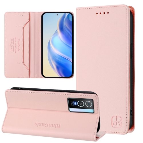 

For vivo Y76 5G RC01 Dual-Folded Magnetic Suction RFID Leather Phone Case(Pink)