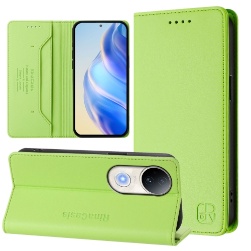 

For vivo S20 5G RC01 Dual-Folded Magnetic Suction RFID Leather Phone Case(Grass Green)