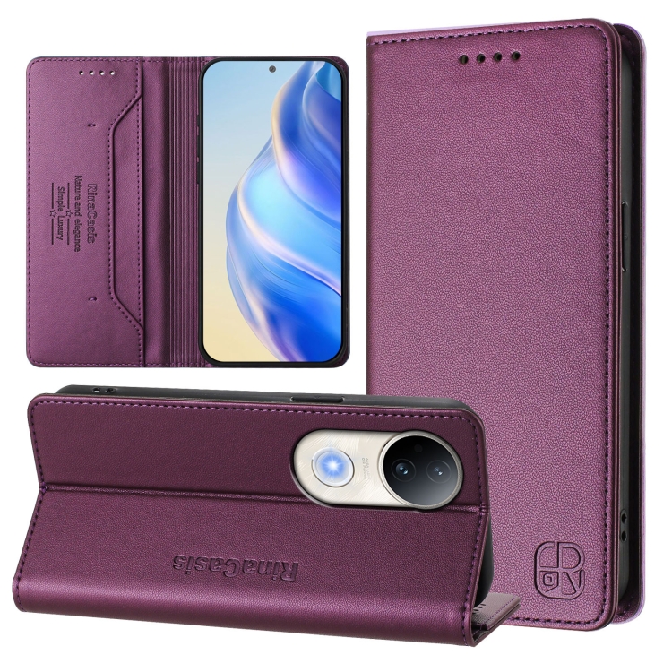 

For vivo S20 5G RC01 Dual-Folded Magnetic Suction RFID Leather Phone Case(Violet)