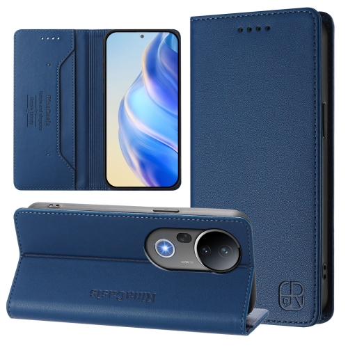 

For vivo S20 Pro 5G RC01 Dual-Folded Magnetic Suction RFID Leather Phone Case(Dark Blue)