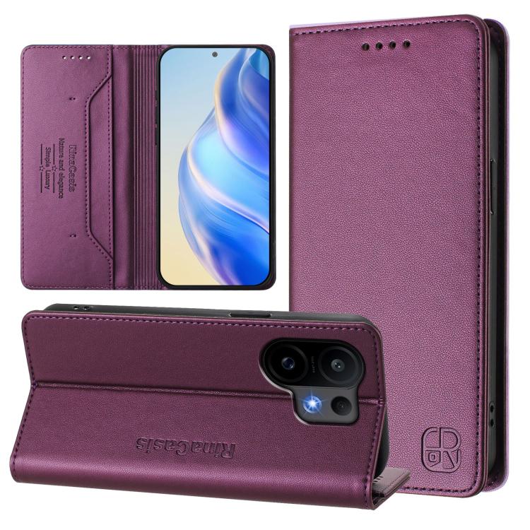 

For vivo S30 RC01 Dual-Folded Magnetic Suction RFID Leather Phone Case(Violet)
