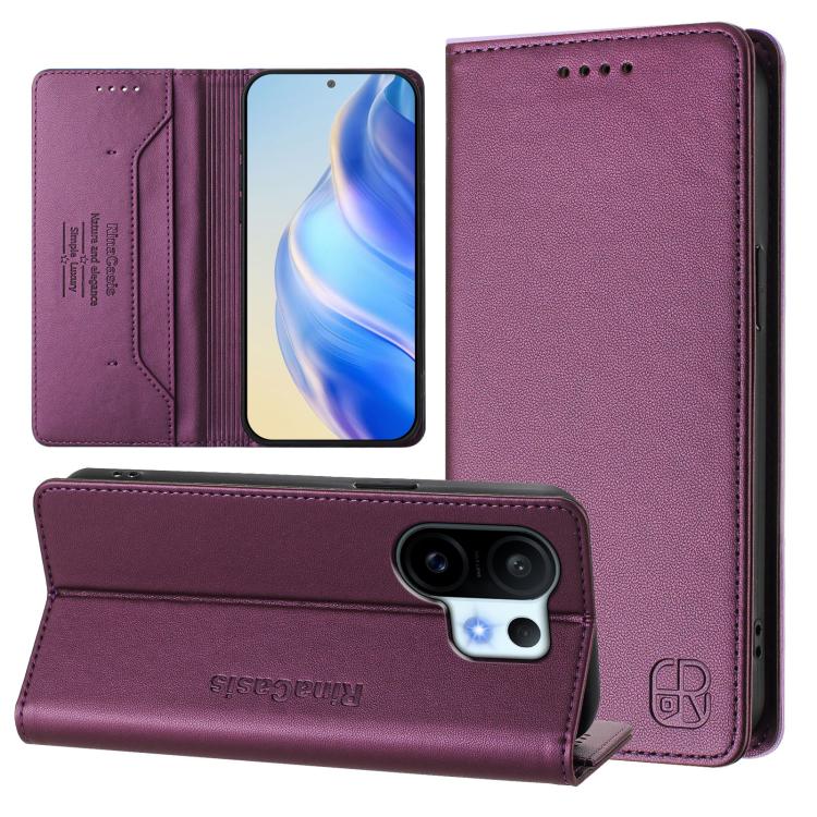 

For vivo S30 Pro mini RC01 Dual-Folded Magnetic Suction RFID Leather Phone Case(Violet)