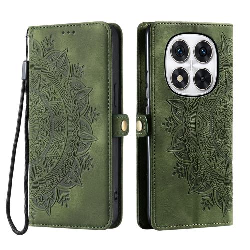 

For Redmi Note 14 Pro 4G Skin Feel Totem Embossed Leather Phone Case(Deep Green)