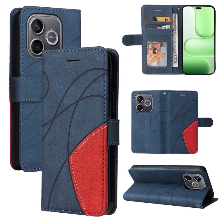 

For Honor 600 Lite Global Dual-color Splicing Flip Leather Phone Case(Blue)