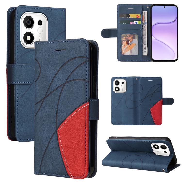 For Honor 600 Smart 5G Dual-color Splicing Flip Leather Phone Case(Blue)