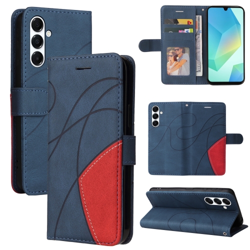 

For Samsung Galaxy A26 5G Global Dual-color Splicing Flip Leather Phone Case(Blue)