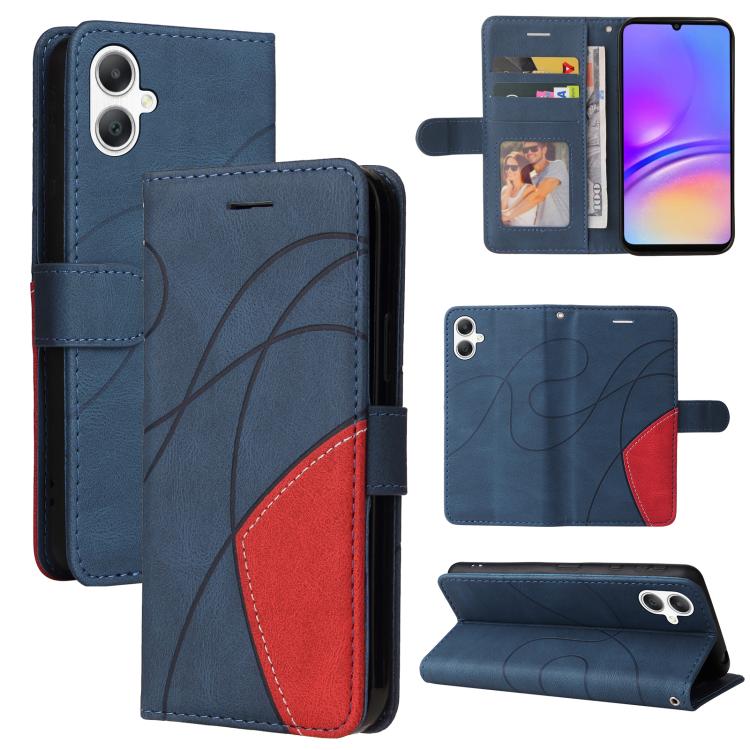 

For Samsung Galaxy A07 5G Dual-color Splicing Flip Leather Phone Case(Blue)