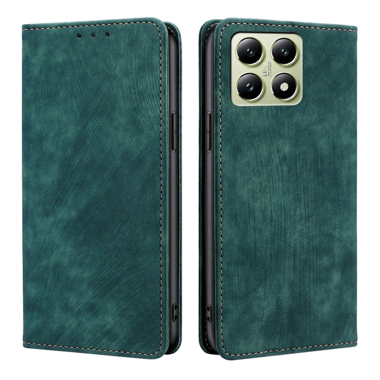 

For Xiaomi 14T 5G RFID Anti-theft Brush Magnetic Leather Phone Case(Green)