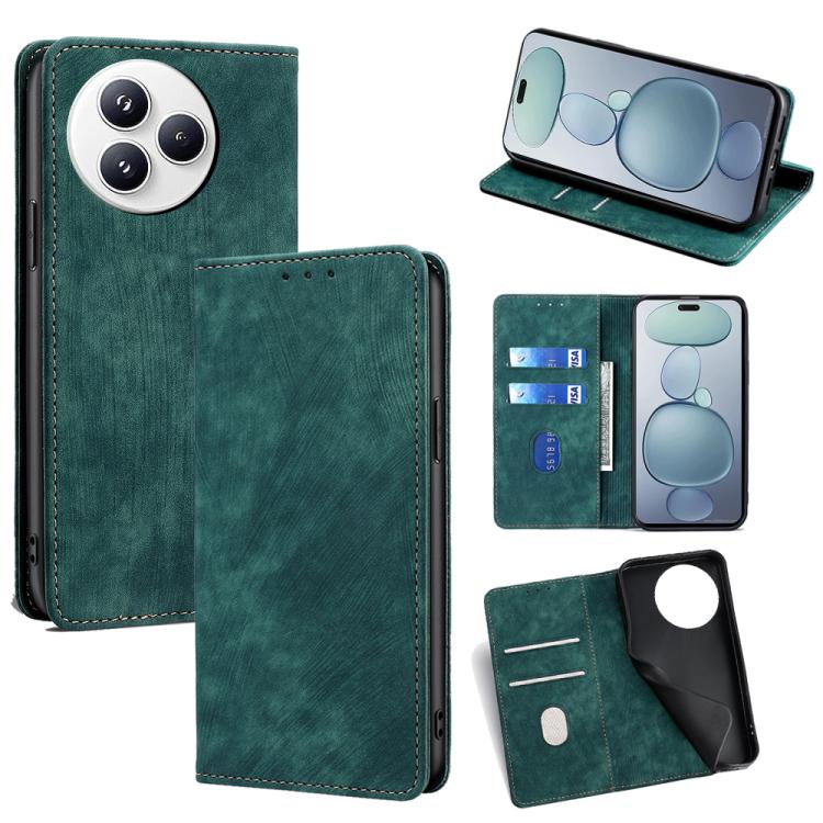 

For Xiaomi Civi 5 Pro 5G RFID Anti-theft Brush Magnetic Leather Phone Case(Green)