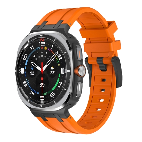 For Samsung Galaxy Watch Ultra 47mm AP Series Liquid Silicone Watch Band(Black Orange)