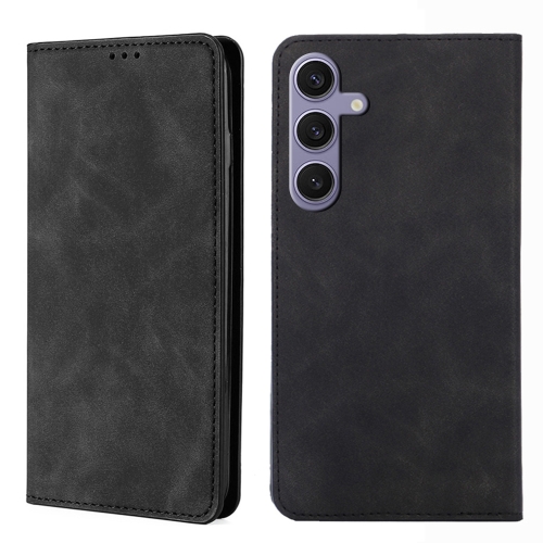 

For Samsung Galaxy S25+ 5G Skin Feel Magnetic Leather Phone Case(Black)