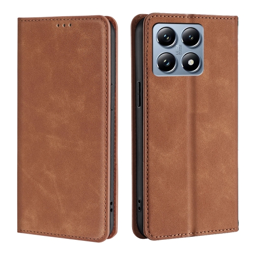

For Xiaomi 14T Pro 5G Skin Feel Magnetic Leather Phone Case(Light Brown)