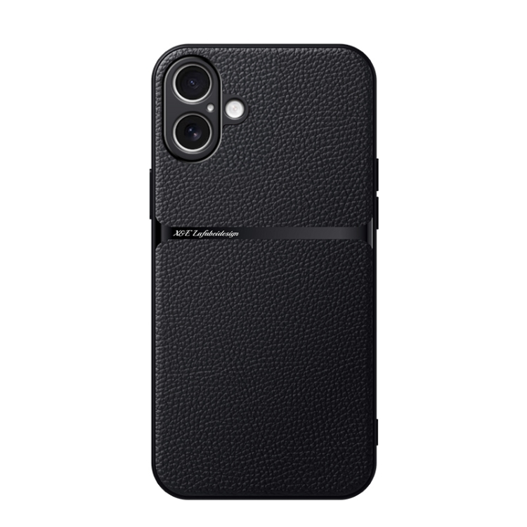 

For iPhone 16 Plus Litchi Leather Magnetic Full Coverage Shockproof Phone Case(Black)