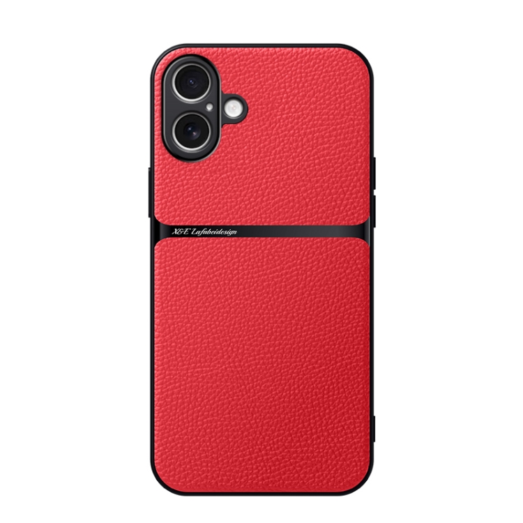 

For iPhone 16 Plus Litchi Leather Magnetic Full Coverage Shockproof Phone Case(Red)