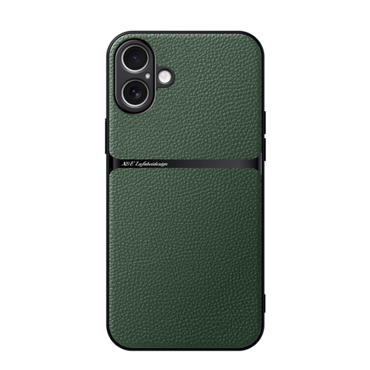 

For iPhone 16 Plus Litchi Leather Magnetic Full Coverage Shockproof Phone Case(Green)
