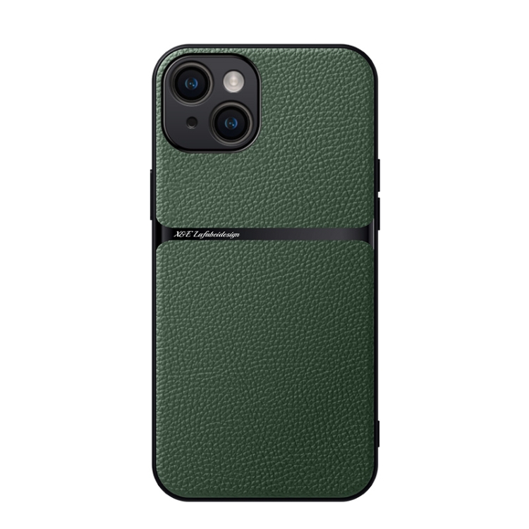 

For iPhone 15 Litchi Leather Magnetic Full Coverage Shockproof Phone Case(Green)