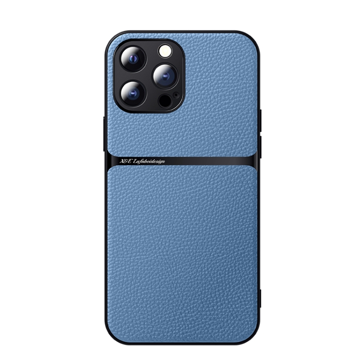 

For iPhone 13 Pro Max Litchi Leather Magnetic Full Coverage Shockproof Phone Case(Blue)