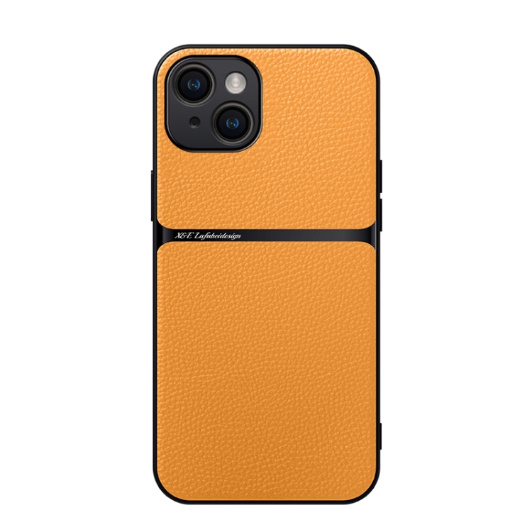

For iPhone 13 Litchi Leather Magnetic Full Coverage Shockproof Phone Case(Yellow)