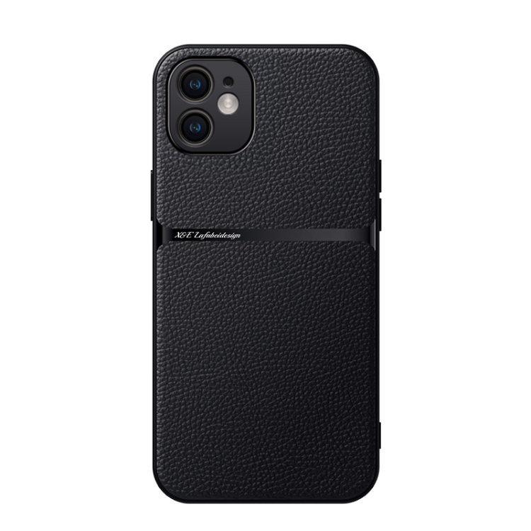 

For iPhone 12 Litchi Leather Magnetic Full Coverage Shockproof Phone Case(Black)