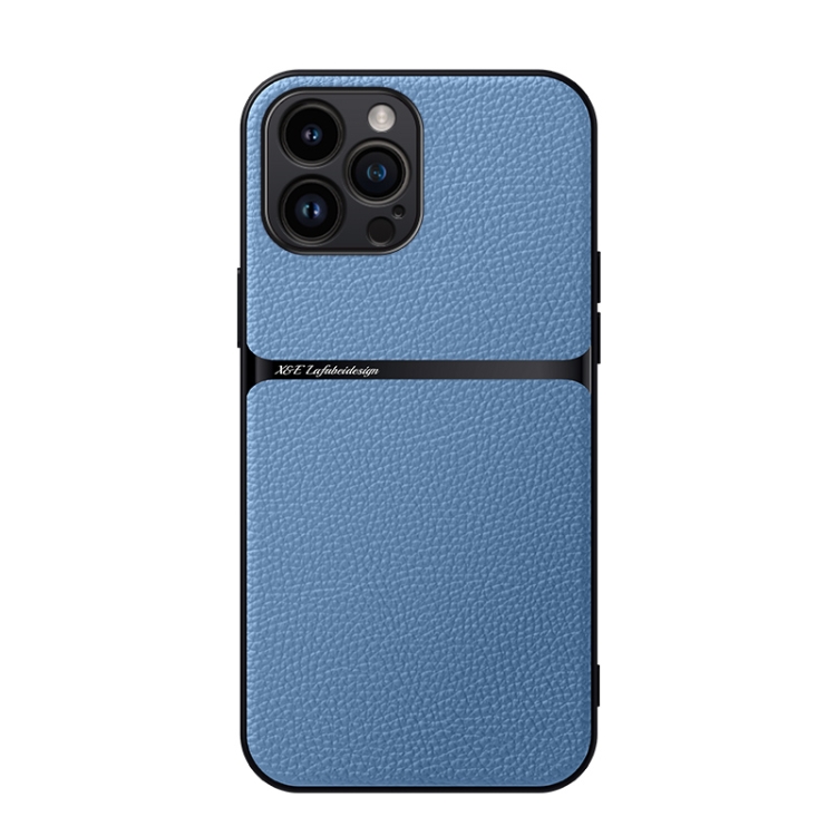

For iPhone 12 Pro Max Litchi Leather Magnetic Full Coverage Shockproof Phone Case(Blue)